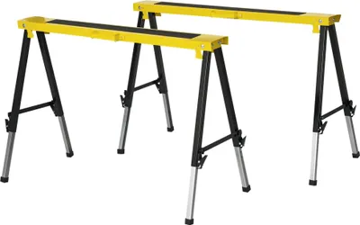 Obrázek produktu pro Homcom HOMCOM pilový kůň sada 2 pracovních stolů skládací lavice protiskluzová ocel žlutá B40-026