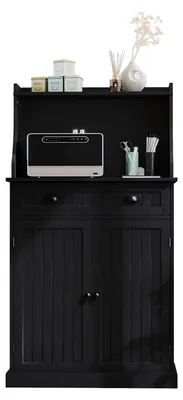 Image de Armoire de rangement - Meuble de rangement - Étagère - Rangement - Meuble de rangement - Double porte - Étagères réglables - Noir