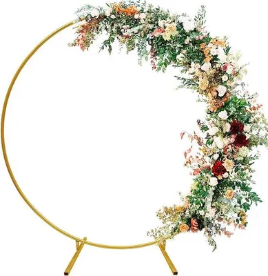 Produktbild von Metallische Ballonbögen für Hochzeiten und Geburtstagsfeiern – DIY-Dekoration mit runden Eisenverbindungen – Blumen- und Ringballon-Dekoration, runder Metallbogen