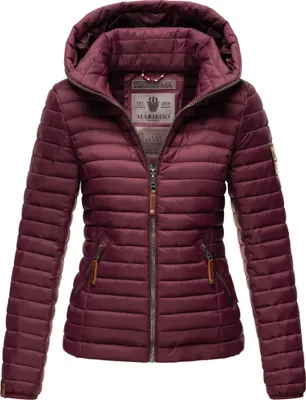 Produktbild von Marikoo Damen Jacke Übergangsjacke Steppjacke Kapuze Löwenbaby Wine Gr. 36 - S