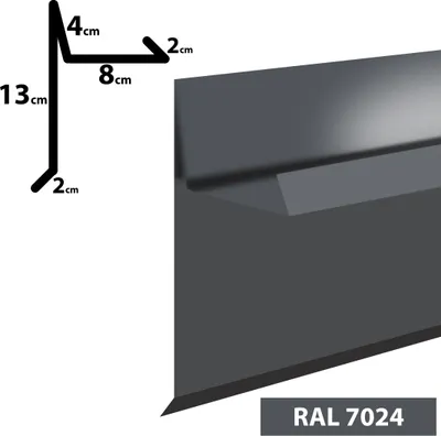 Produktbild von 2m Ortgangblech II Ortblech Windblech pulverbeschichtetes 0,5 Zuschnitt 300mm (20x80x40x140x20) RAL-7024 Grau