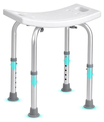 Produktbild von VEVOR Duschstuhl, höhenverstellbarer Duschhocker, Duschsitz für die Dusche oder Badewanne, rutschfester Badewannenhocker für ältere Menschen, Behinderte und Handicaps, 158,8 kg Tragfähigkeit, 360-485 mm