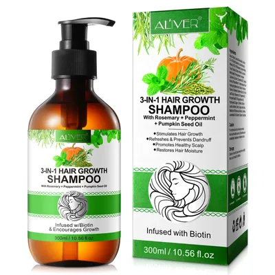 Produktbild von Aliver 3in1 Haarshampoo – Rosmarinöl + Kürbiskernöl + Pfefferminzöl – 300 ml