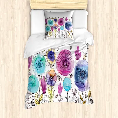 Produktbild von ABAKUHAUS Libelle Mantele, Hallo Sommerkonzept, Milbensicher Allergiker geeignet mit Kissenbezügen, 135 cm x 200 cm - 80 x 80 cm, Pink Blau