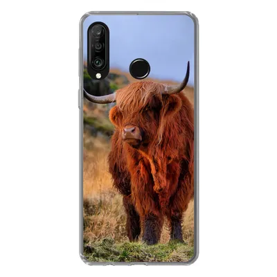 Produktbild von MuchoWow® Handyhülle Schutzhülle Hülle für Huawei P30 Lite Schottische Highlander - Gras - Steine Silikon Softcase Handy Hülle - Handyhülle