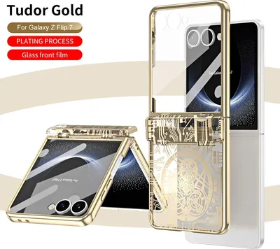 Obrázek produktu pro Pouzdro pro Samsung Galaxy Z Flip 7 galvanizované ochranné pouzdro s ochranou pantu Zlato