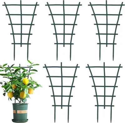 Image de 6 tuteurs pour plantes de jardin et plantes grimpantes - Treillis en plastique vert pour l'intérieur et l'extérieur