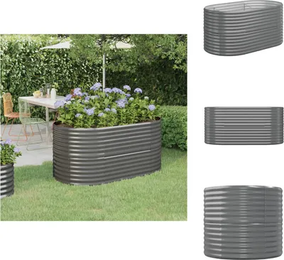 Produktbild von vidaXL Hochbeet Pulverbeschichteter Stahl 152x80x68 cm Grau -  Blumentöpfe & Pflanzgefäße