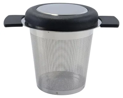 Teefilter aus Edelstahl 304 mit Deckel, 7,3 x 6,4 cm