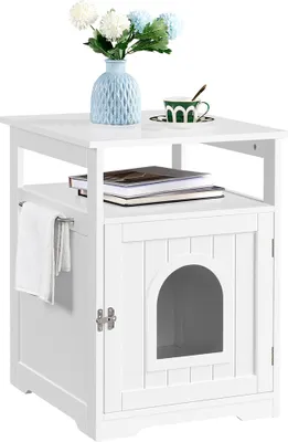 Produktbild von Yaheetech Katzenschrank für katzentoilette, Katzenhaus, Katzenklo Schrank, katzenschrank Katzentoilette mit offene Ablage, Beistelltisch, 52 × 49 × 64,5 cm