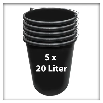 Produktbild von 5 Stk. 20 l Baueimer Zementeimer Mörteleimer  Eimer mit Henkel Ernteeimer Putzeimer Wassereimer
