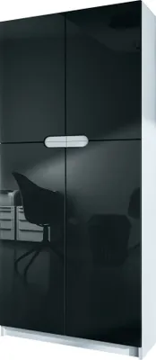 Produktbild von Vladon Büroschrank Logan V1,  Germany, Aktenschrank mit 5 Fächern und 4 Türen, Weiß matt/Schwarz Hochglanz (82 x 185 x 37 cm)