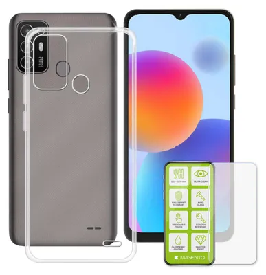 Image de Étui en silicone pour ZTE Blade A52 + coque en verre transparent H9