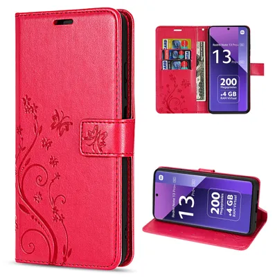 Produktbild von Hülle Xiaomi Redmi Note 13 Pro+ Handy Tasche Handyhülle Wallet Case Flip Cover Rot