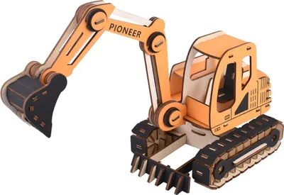 Produktbild von Woodcraft Holz 3D Puzzle Bagger orange