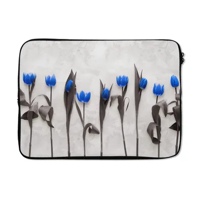 Produktbild von MuchoWow® Laptop Hülle 13 Zoll Blumen - Tulpen - Blau Laptoptasche - Laptophülle - Sleeve - Rundumschutz