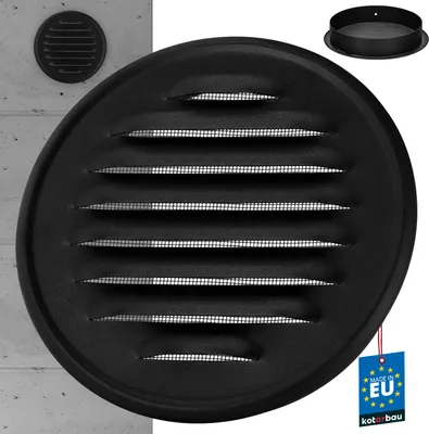 Immagine prodotto di Griglia di ventilazione KOTARBAU® Griglia di scarico rotonda con flangia nera ⌀ 150 mm
