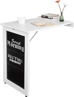 Immagine prodotto di FWT20-W Tavolo da parete pieghevole, tavolo da pranzo/cucina con lavagna memo, 50x76x75 cm, bianco