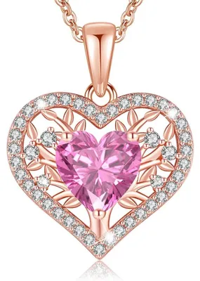 Immagine prodotto di Collana "Albero della Vita" da donna, argento sterling 925, ciondolo con pietra portafortuna, placcatura in oro rosa, lunghezza 45+5 cm