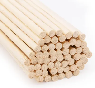 Productafbeelding van Houten stokjes - Set van 60 - Lang rondhout - Onbehandeld bamboehout - Knutselhout - Knutselbenodigdheden - 6 mm x 30 cm