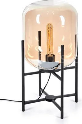 Produktbild von Morgex Tischlampe aus Metall/Glas in Schwarz/Bernsteinfarben