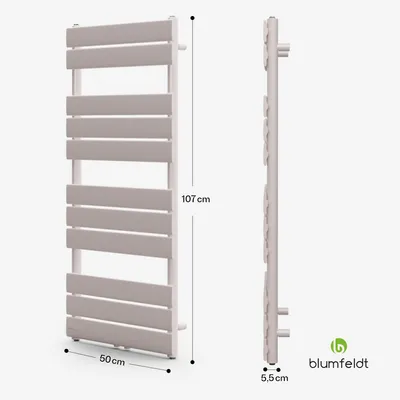 Obrázek produktu pro Blumfeldt koupelnový radiátor, plochý designový radiátor, ekonomický vertikální plochý radiátor, teplovodní nástěnný radiátor, 509 W, do koupelny a obývacího pokoje, tichý vertikální radiátor s termostatem