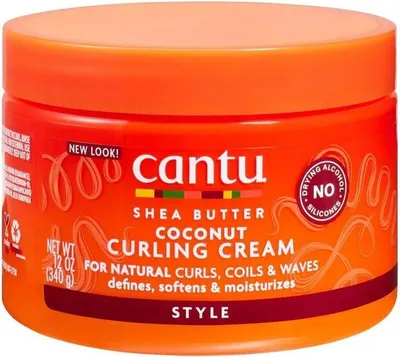 A product shot of a Cantu Coconut Curling Cream jar.