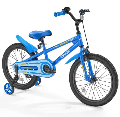 Kinderfahrrad BMX-Stil, 18 Zoll, mit Stützrädern, blau