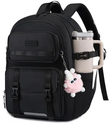 Produktbild von Schulrucksack Teenager Mädchen Laptop Rucksack 15,6 Zoll Schwarz