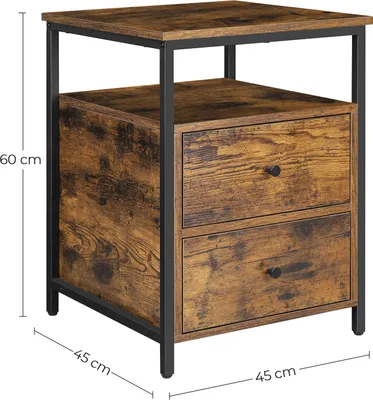 Image de VASAGLE table de nuit, table d'appoint, table de chevet avec 2 tiroirs, compartiment ouvert
