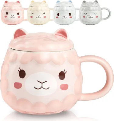 Produktbild von Engelshof Alpakatasse, Teetasse, Kaffeetasse, Alpaka Tasse mit Deckel in Rosa