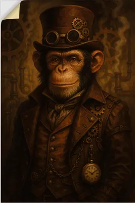 Produktbild von ARTland Wandbild, selbstklebend Steampunk-Affe Größe: 80x120 cm