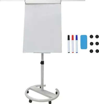 Produktbild von Flipchart-Whiteboard, 100 x 70 cm, mobil mit Seitenarmen