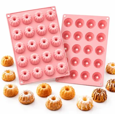 Produktbild von Mini Gugelhupfform aus Silikon - 20 Kavitäten pro Form - 2er Set für kleine n