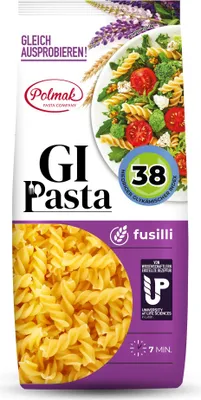 Produktbild von GI Pasta Fusilli mit niedrigem glykämischen Index für Diabetiker | Hoher Protein- und Ballaststoffgehalt | Wenig Kohlenhydrate und niedriger glykämischer Index (38) | 4 natürliche Zutaten