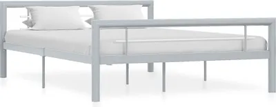 Produktbild von Bettgestell Grau und Weiß Metall 160 × 200 cm