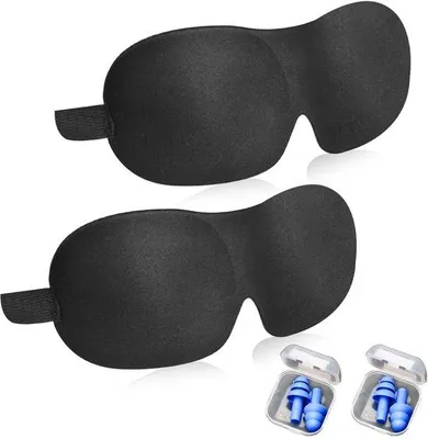 Obrázok produktu pre 3D maska na spanie, maska na spanie pre mužov a ženy, na cestovanie a domáce použitie, s 2 pármi ušných zátiek (čierna)