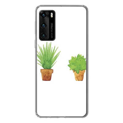 Produktbild von MuchoWow® Handyhülle Schutzhülle Hülle für Huawei P40 Blumentopf - Aquarell - Pflanzen Silikon Softcase Handy Hülle - Handytasche