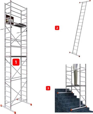 Produktbild von ALTEC AluCombine® 3.0 - 600 | 6m | Alu Standgerüst für Heimwerker mit Traverse & Wandanker | EN131 | Baugerüst Montagegerüst Anlegeleiter