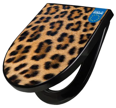 Produktbild von WC Sitz D-Form Schwarz mit Absenkautomatik Motiv Leopardenfell [TDSCH3 12206]