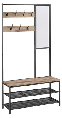 Produktbild von Kleiderschrank mit Stauraum, Garderobe, Spanplatte und Stahl, 35 x 98 x 180 cm