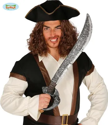 Produktbild von Piratenschwert Geisterpirat Abenteuer Klinge Karnevalskostüm Unheimlich Kostüm Schwert 72 cm Fasching Zubehör Gruselig Seeungeheuer Totenkopf, Farbe: Metallic
