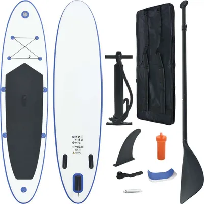 Produktbild von The Living Store Stand Up Paddle Surfboard SUP Aufblasbar Blau und Weiß