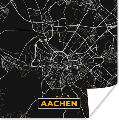 Produktbild von MuchoWow® Poster Aachen - Gold - Stadtplan - Karte - Deutschland 50x50 cm - Wohnzimmerdekoration
