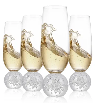 Champagnerflöten Set von 4, 200 ml, bleifreies Kristallglas