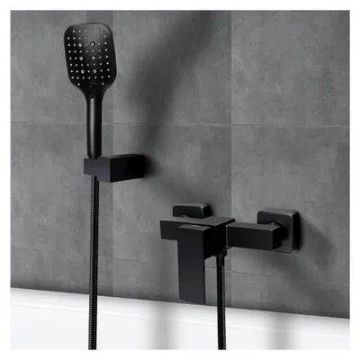 Produktbild von Duscharmatur Set, Wandmontage Brausebatterie mit Handbrause, schwarze Mischbatterie für die Dusche
