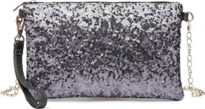 Zdjęcie produktu dla Miss Lulu Ladies Mini Sequin Shoulder Bag Blue Glittery Torba na ramię z cekinami