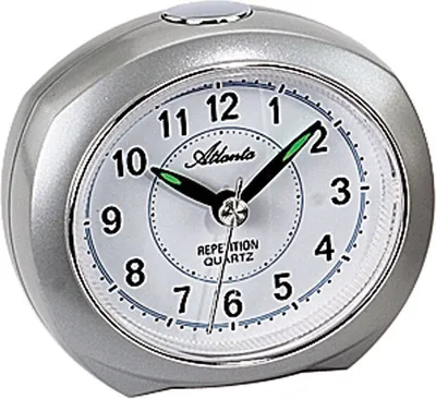 Produktbild von Atlanta 1593/19 Wecker Quarz analog silbern leise ohne Ticken mit Licht Snooze