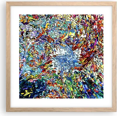 Produktbild von Gerahmtes Poster - Rahmen in heller Eiche - Abstraktion modern - 40x40 cm - Wand Bild - Wanddeko - Wandbilder - Wandposter - Bilderrahmen - Bilder - Kunstdruck - Wandbild - P2NAC40x40-4045
