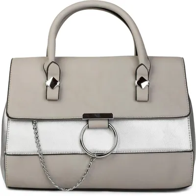 Produktbild von styleBREAKER Satchel Henkeltasche im 2-Tone Design mit Metall Ring und Kette, Handtasche, Tasche, Damen 02012125